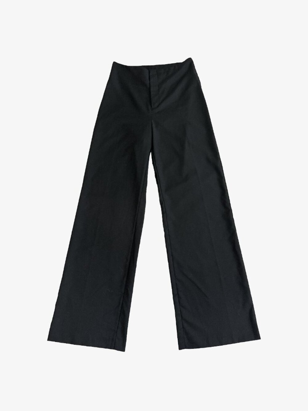 Black Wool High Waist Wide Leg Trouser Pants by Wynn Hamlyn